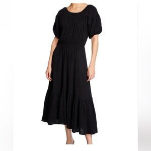 RHODE Frida black gauze midi resort dress
